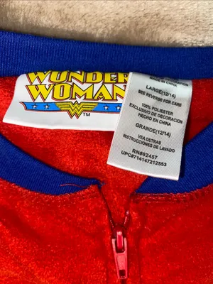 DC Comics Wonder Woman Red and Blue Onesie Pajamas with removable Cape thumbnail 2