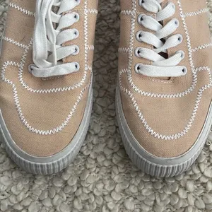 Asos Design Women's‎ Lace Up Embroidered Platform Canvas Sneaker Shoes Pale Pink thumbnail 8