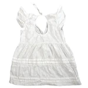 Maeve Anthropologie Womens M White Floral Jacquard Open Back Tie Peplum Blouse thumbnail 5