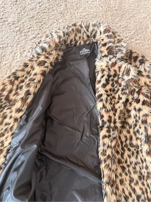 Angie Leopard Print Faux Fur Teddy Jacket - Black, Tan, Brown thumbnail 2