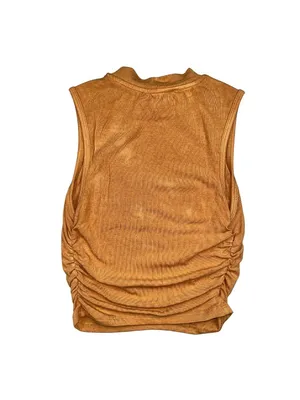 Cider Brown Ruched Sleeveless Mock Neck Top XS NWT thumbnail 3