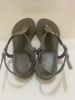 COLE HAAN Molly Flat Thong ll gray leather with snake skin pattern size 10 thumbnail 3