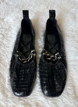 Aerosoles Snakeskin with Silver Chain Flats thumbnail 1