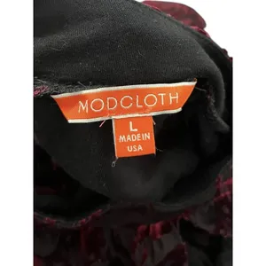 Modcloth Very Visionary Red Velvet Dress Burnout Large Bell Sleeve Edwardian thumbnail 12