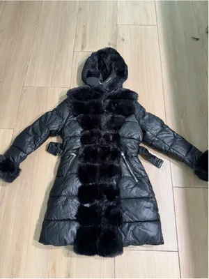 NEW Vegan Leather Winter Fur Lined Coat puffer Jacket Fur Trim Hooded S $140 thumbnail 5