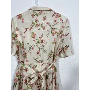 Figueroa & Flower Boho Shirt Dress Medium Beige Floral Cottagecore Retro Prairie thumbnail 9
