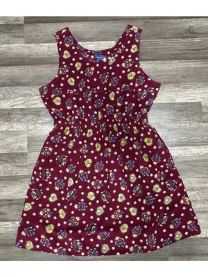 Vintage April Cornell Corduroy Midi Dress XL Burgundy Heart Print Cottagecore thumbnail 3