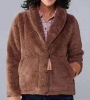 REI Co-op brown Nook Cardigan women's size‎ small cozy soft teddy jacket thumbnail 1
