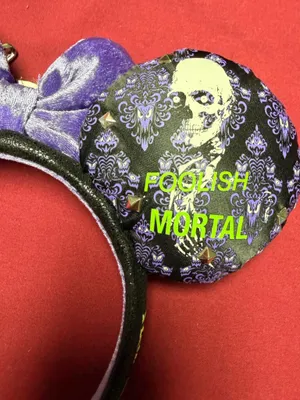 Disney Parks Haunted Mansion Purple Velvet Bow Minnie Mouse Headband thumbnail 8