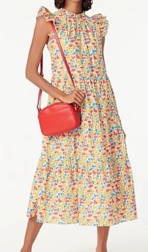 J. Crew Liberty Fabric Poppy & Daisy Tiered Midi Dress Size Medium thumbnail 1