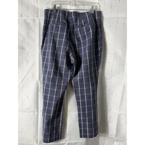 A‎ New Day Plaid Pants Sz 14 Navy Blue Windowpane Stretch Pull On Trousers Work thumbnail 4