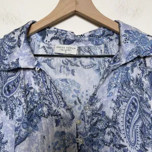 Aritzia Dress Forum Women Mini‎ Cottagecore Dress Medium Blue Paisley Western thumbnail 6
