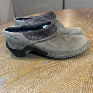 Merrell‎ Drizzle Leather Suede Mules Clogs Slip On Brown Size 10 thumbnail 3