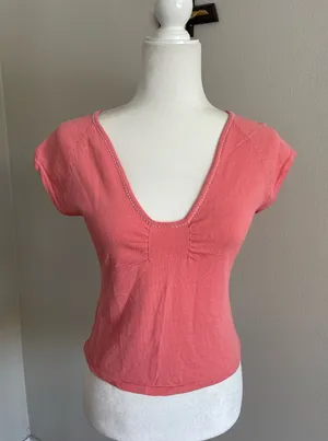 XOXO Coral Scoop Neck Cap Sleeve Top thumbnail 1