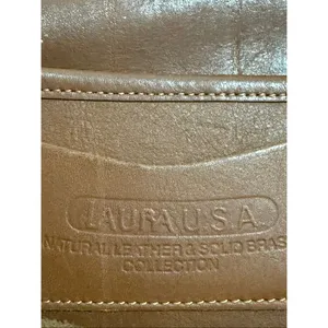 Laura USA Brown Leather Crossbody Handbag Purse Brass Turnlock Flap Bag 16x11 thumbnail 4