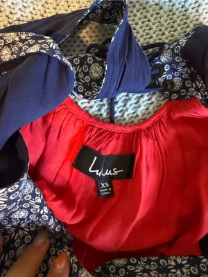 Lulu's Mixed-Print V-Neck Mini Dress - Navy & Burgundy thumbnail 4