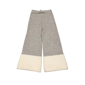 World Market Cozy Color Block Wide-Leg Drawstring Pants Gray/Ivory Pull-On S/M thumbnail 2