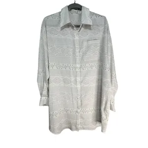 Cupshe Womens White‎ Geometric Print Button Down Shirt Dress Cover Up Size S thumbnail 2