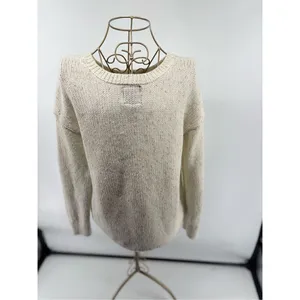 American Eagle Vintage Boyfriend Crewneck Sweater Size M Cream Metallic thumbnail 6