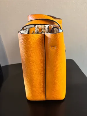 Tory Burch Bright Yellow Pebbled Leather Mini Tote with Strap thumbnail 5