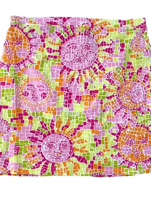 VTG cotton Lilly Pulitzer Pink Orange Lime Mosaic Sun Mini Skirt summer thumbnail 5
