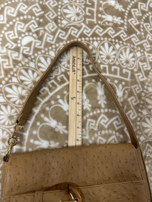 Leslie Fay Camel Ostrich-Texture Shoulder Bag with Tortoiseshell Buckle thumbnail 9