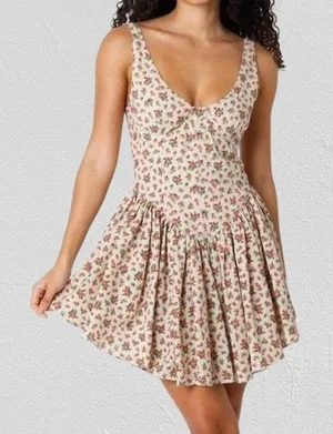 NWT Olivaceous Women’s Floral Print A-Line Dress Linen, Sz L thumbnail 1