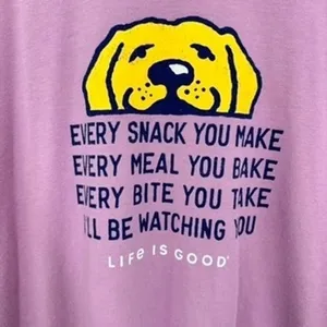 Life is Good Purple Long Sleeve Yellow Lab Silly Dog Graphic Top Purple Dog‎ Mom thumbnail 2