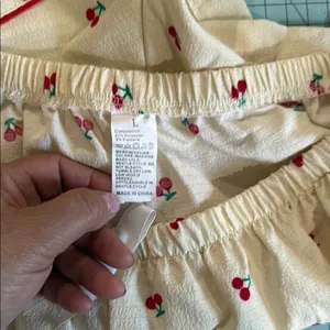 Cherry Print women’s Pajamas - Cream and Red thumbnail 4