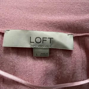LOFT Cardigan L Pink Ribbed Open Front Duster Longline Sweater Pastel Preppy thumbnail 6