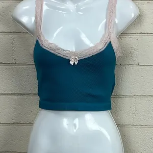 Urban Outfitters Out From Under Lana lace-trim cami in dark teal size M/L thumbnail 6