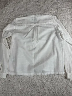 Abercrombie & Fitch White 100% Cotton Lace Up Peasant Blouse Size M thumbnail 7