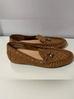 Frye Brown Suede Studded Tassel Moccasins thumbnail 2