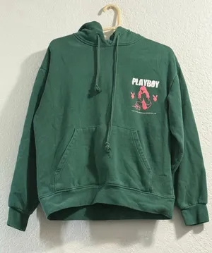 Playboy green and pink pin up hoodie sweatshirt size Small Hefner thumbnail 1