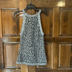 Anthropologie Moth‎ Debussy Marled Sweater Tank Top Small S Black White Knit thumbnail 5