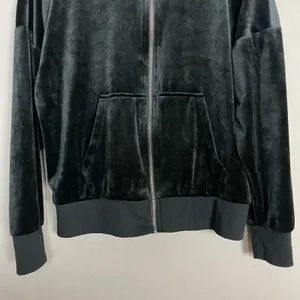 Felina Velour Zip-Up Hoodie Sweatshirt Jacket Black Pockets Women Size Medium thumbnail 4