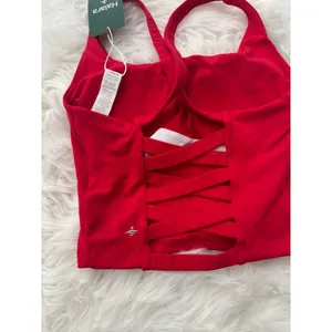 Halara Crisscross Backless Built In Bra Tank Top Red Size XXS thumbnail 6