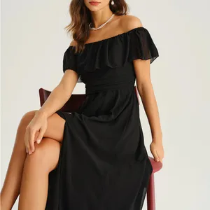 Rihoas Black Off The Shoulder A-Line Maxi Dress thumbnail 3