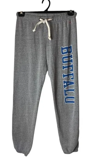 League Buffalo Sweatpants Womens Small‎ Gray Joggers Graphic Fleece Athleisure thumbnail 1
