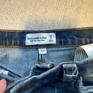 Abercrombie & Fitch Dark Blue Frayed Jean Shorts thumbnail 2