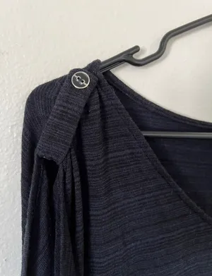 Blue/Black Flowy Drape Blouse thumbnail 8