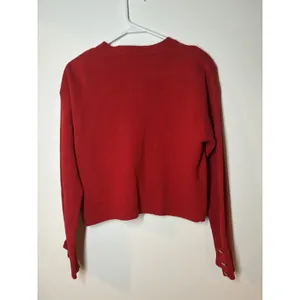 vintage Forenza red knit cardigan crew neck gold-tone buttons Lambswool Stain M thumbnail 6