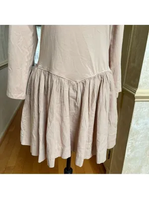Free People Onda Dropped waist Long Sleeve Stretch Cotton Dress Square neck Sz L thumbnail 8