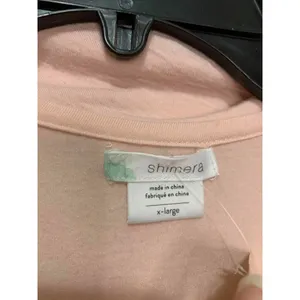 Shimera Pink Modal Button‎ Down Pajama Top Short Sleeve Contrast Piping XL NEW thumbnail 7