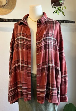 American Eagle Oversized Soft Cotton Flannel Button Long Sleeve Shirt Size Small thumbnail 1