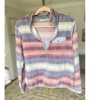 Wallflower Half Zip Pullover Striped Plush Cozy Luxe Buttery Soft Winter Comfy L thumbnail 4