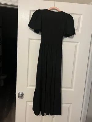 A New Day Black Wrap Maxi Dress | Flutter Sleeve | Elegant Flowy Dress-NWT thumbnail 2