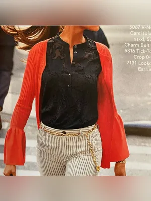 Cabi Tomato Red Bell-Sleeve Open Cardigan Sweater Medium thumbnail 2