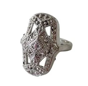 Vintage Silver Tone Rectangle Openwork Statement Ring Size 8.25 thumbnail 1