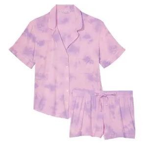 Victoria's‎ Secret Modal Tie Dye Pajama Set Small 2PC Button Down Top & Shorts thumbnail 1